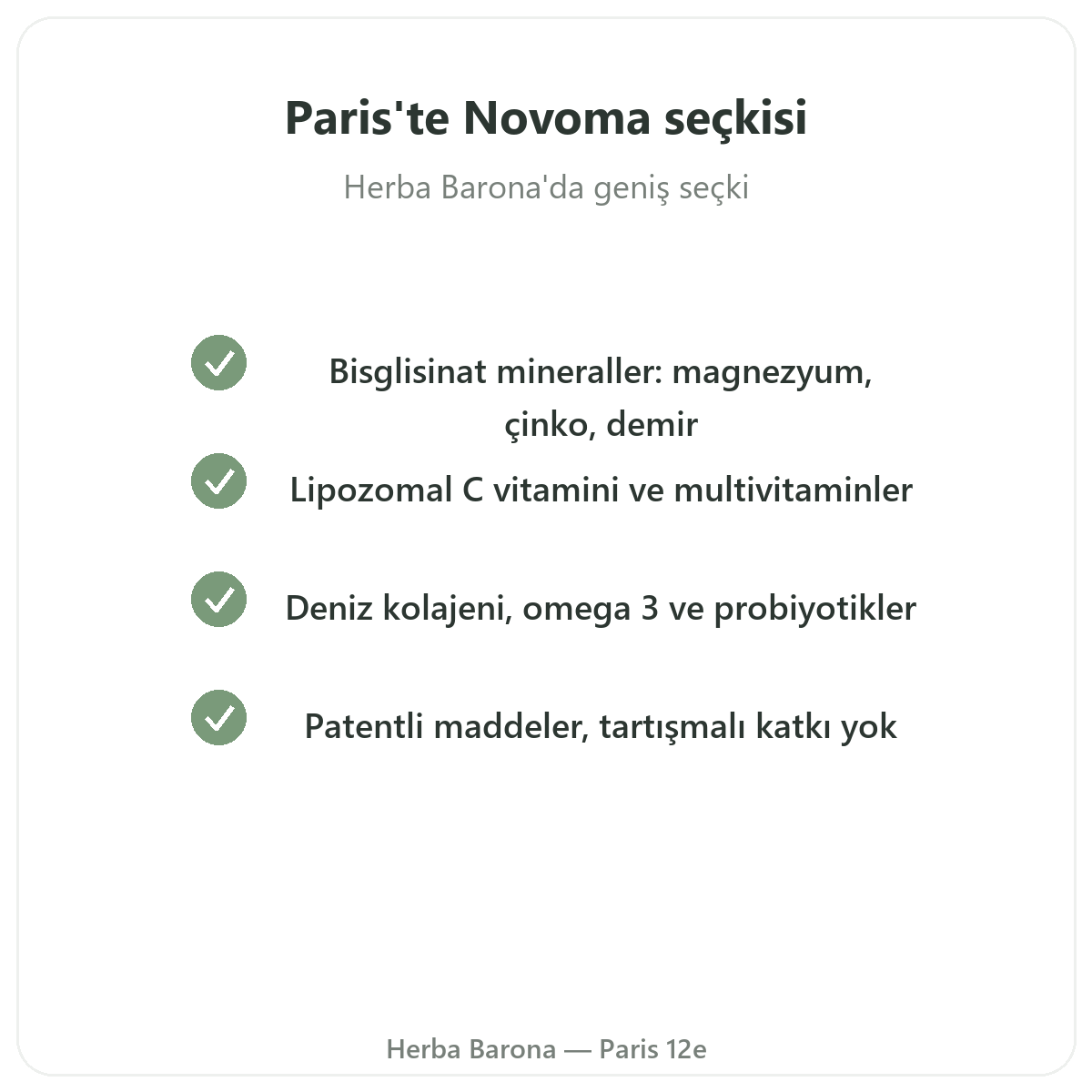 Paris’te Novoma gamı - Herba Barona Paris 12. bölgede magnezyum, kolajen, C vitamini
