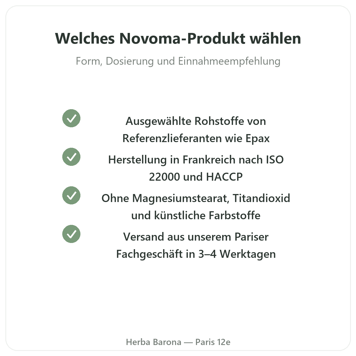 Novoma Paris - Qualitätsversprechen und patentierte Rohstoffe bei Herba Barona