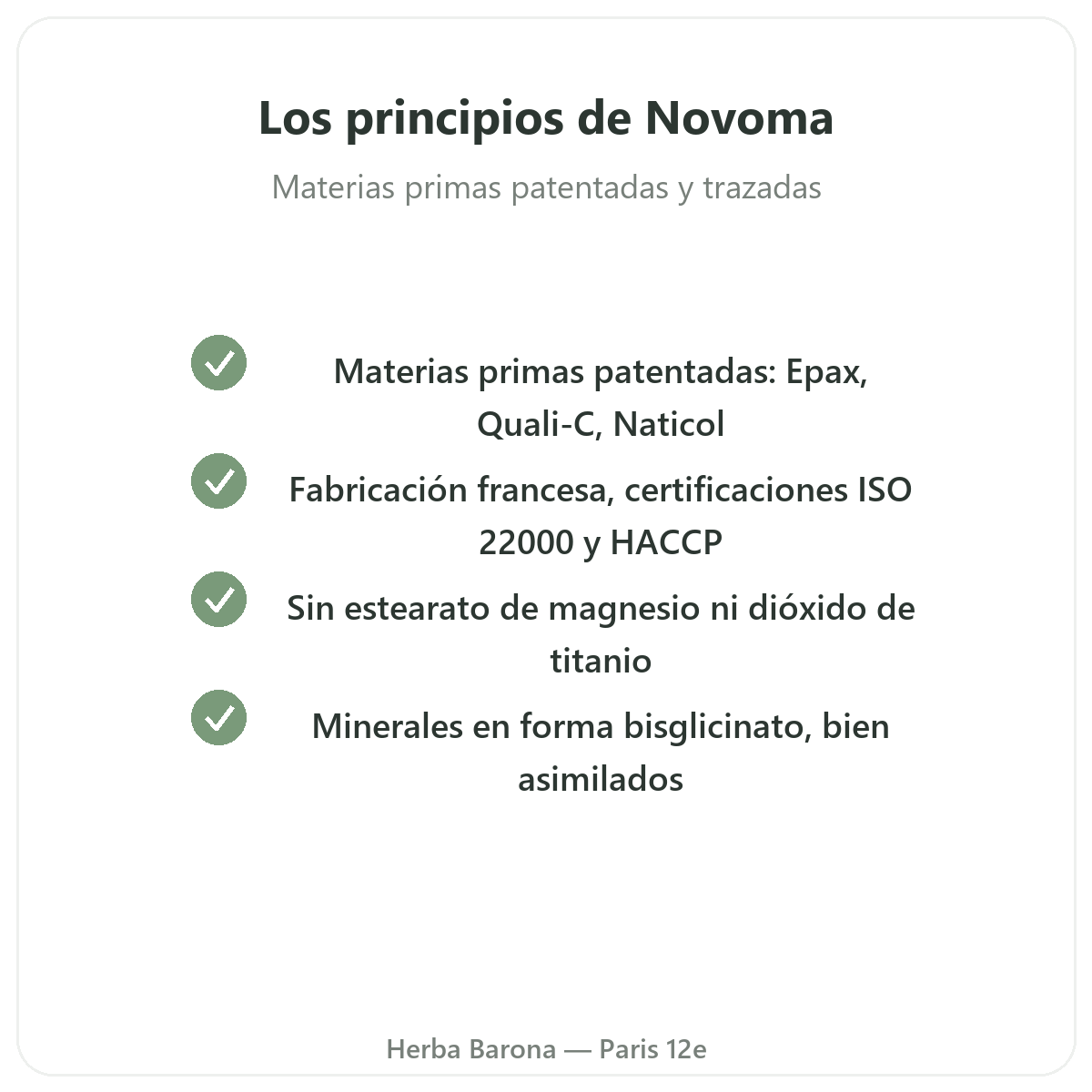 Novoma en París - compromisos de calidad y materias primas patentadas en Herba Barona