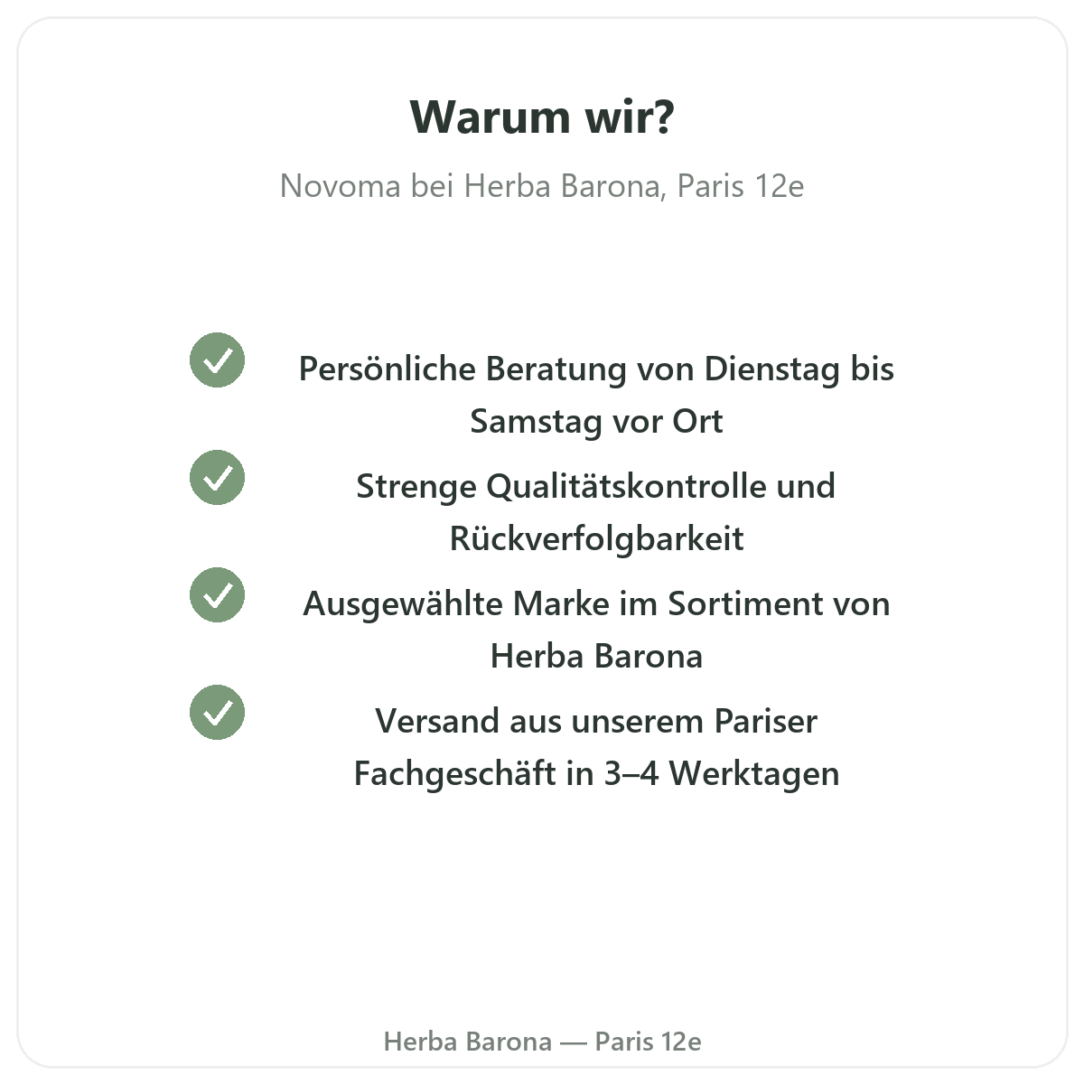 Warum Novoma in Paris bei Herba Barona kaufen Paris 12e