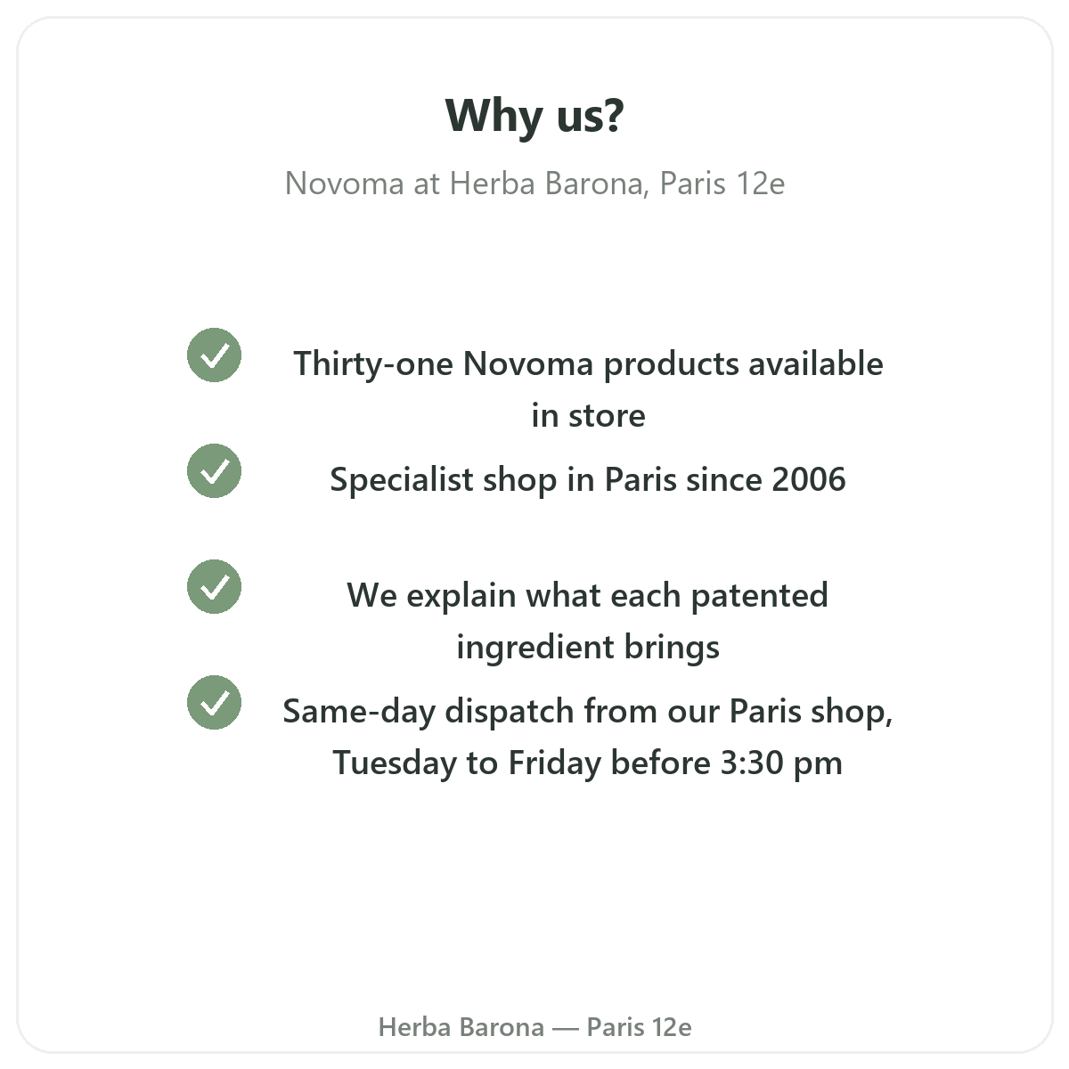 Why buy Novoma in Paris at Herba Barona Paris 12e