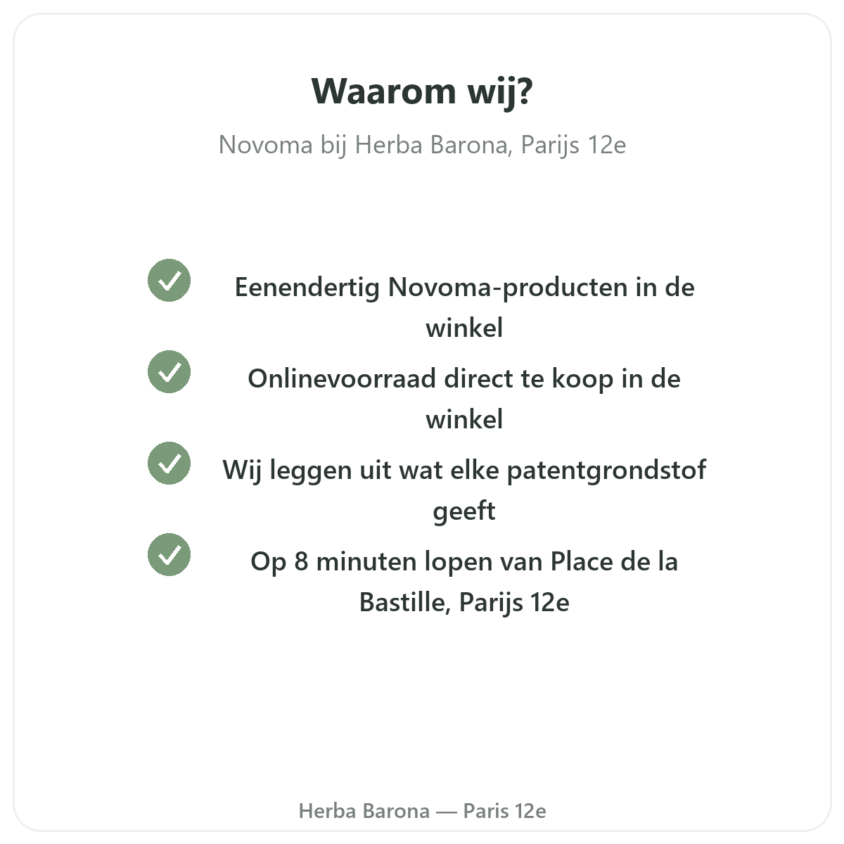 Waarom Novoma kopen in Parijs bij Herba Barona Parijs 12e