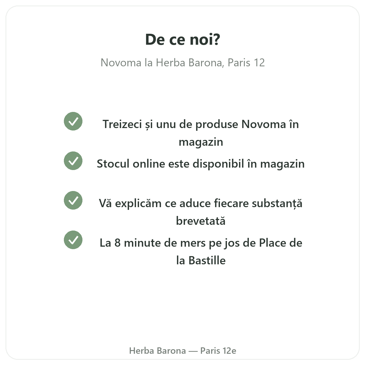 De ce să cumpărați Novoma la Paris de la Herba Barona, Paris, arondismentul 12