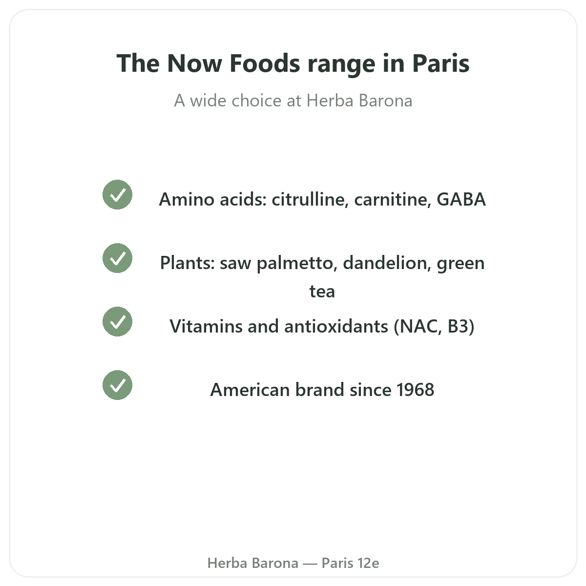 The Now Foods range in Paris at Herba Barona Paris 12th