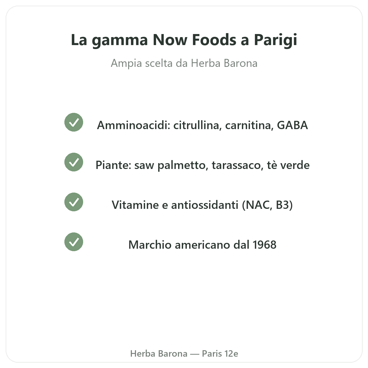 La gamma Now Foods a Parigi da Herba Barona Parigi 12e