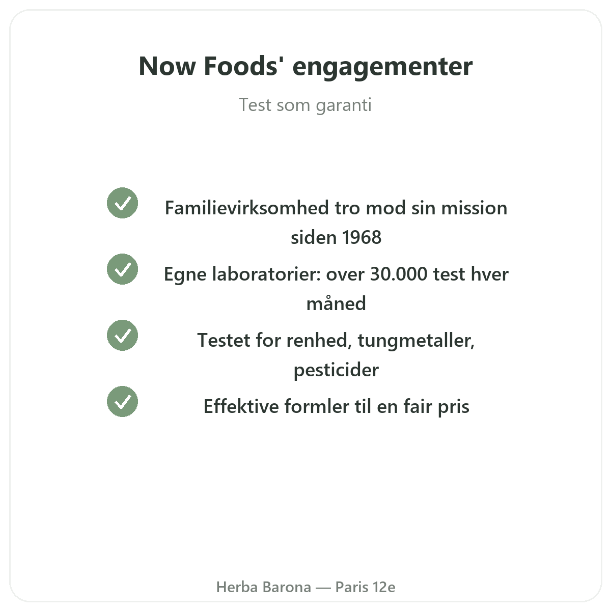 Now Foods Paris - kvalitetsforpligtelser og patenterede råvarer hos Herba Barona