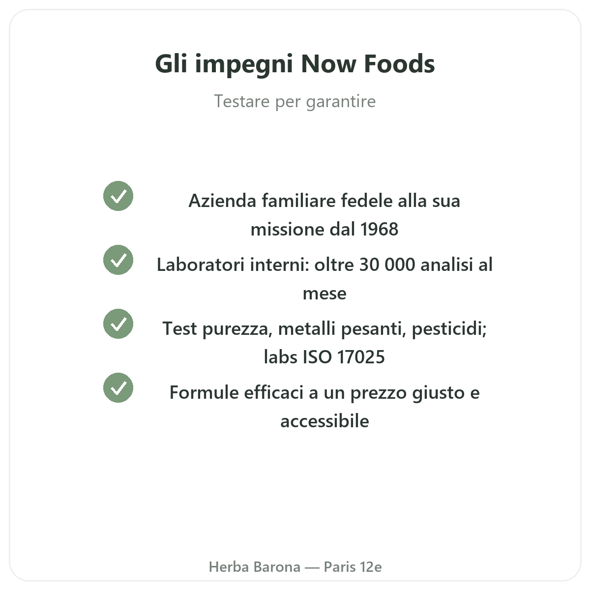 Now Foods Parigi - impegni di qualità e materie prime brevettate da Herba Barona
