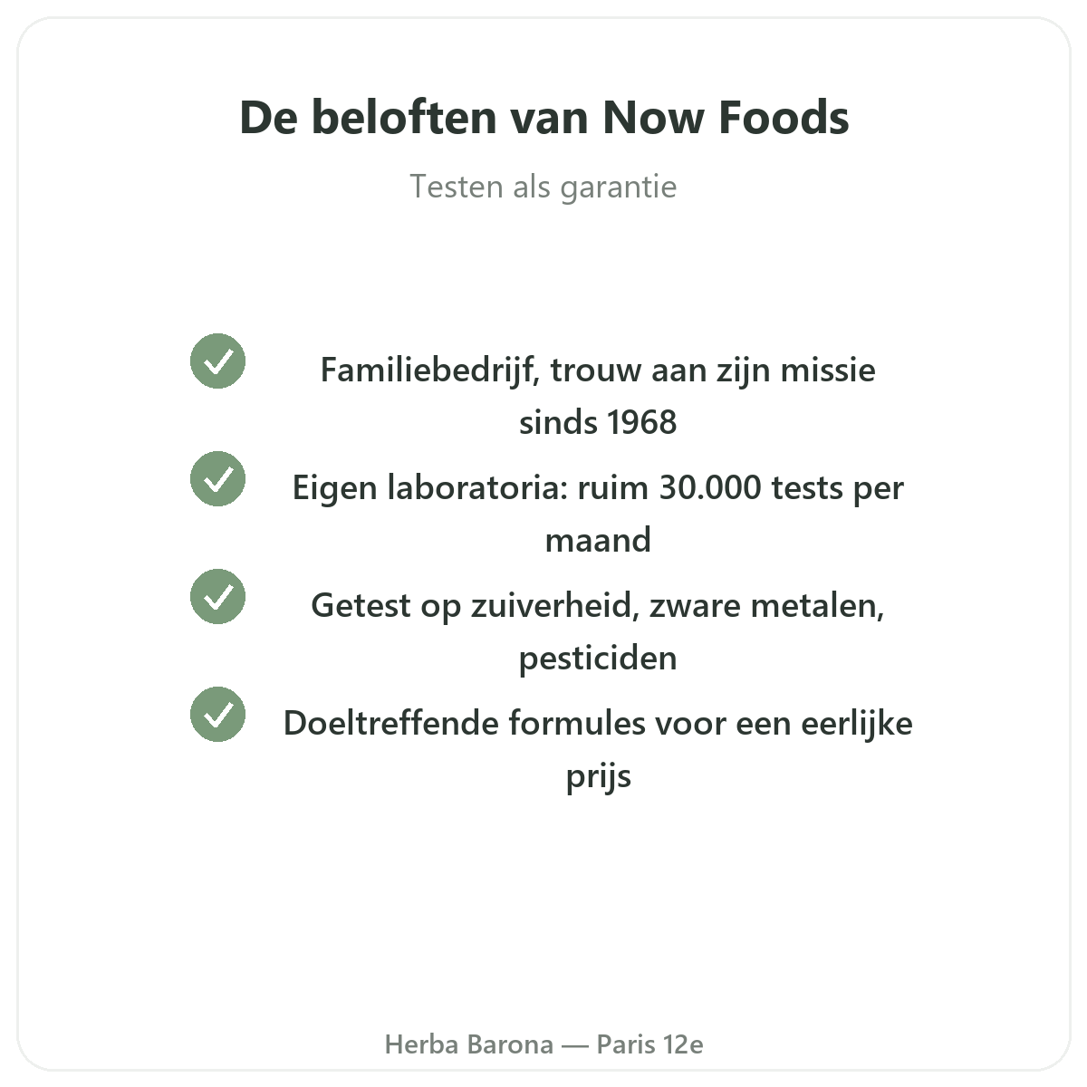Now Foods in Parijs - kwaliteitsbeloften en gepatenteerde grondstoffen bij Herba Barona