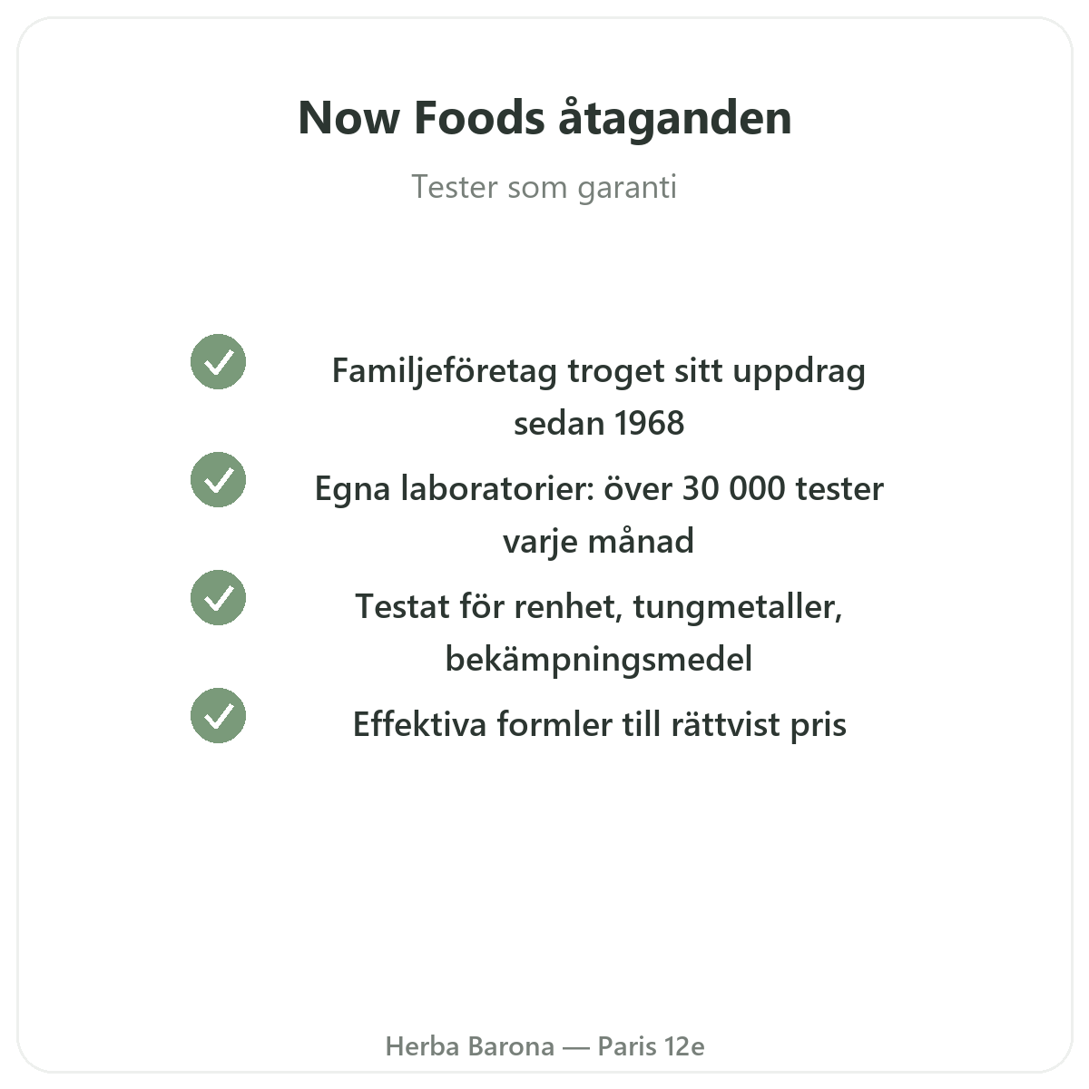 Now Foods Paris - kvalitetslöften och patenterade råvaror hos Herba Barona
