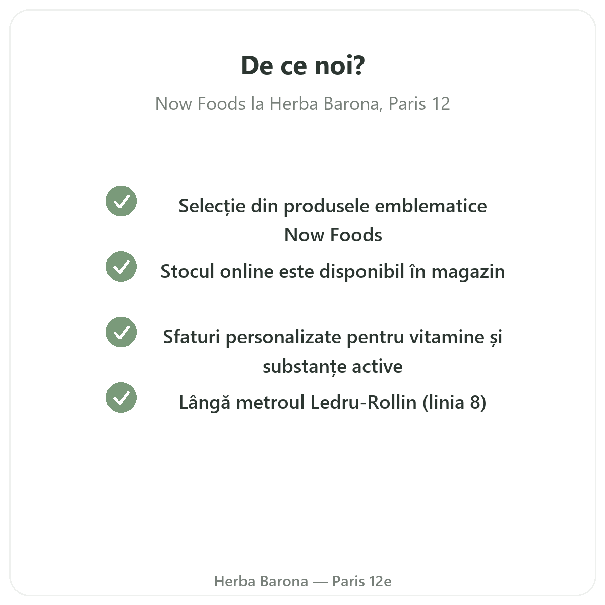 De ce să cumpărați Now Foods la Paris de la Herba Barona, Paris, arondismentul 12