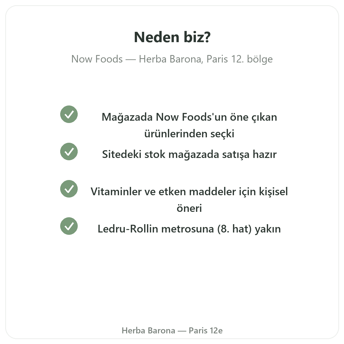 Neden Herba Barona Paris 12. bölgeden Now Foods satın almalı