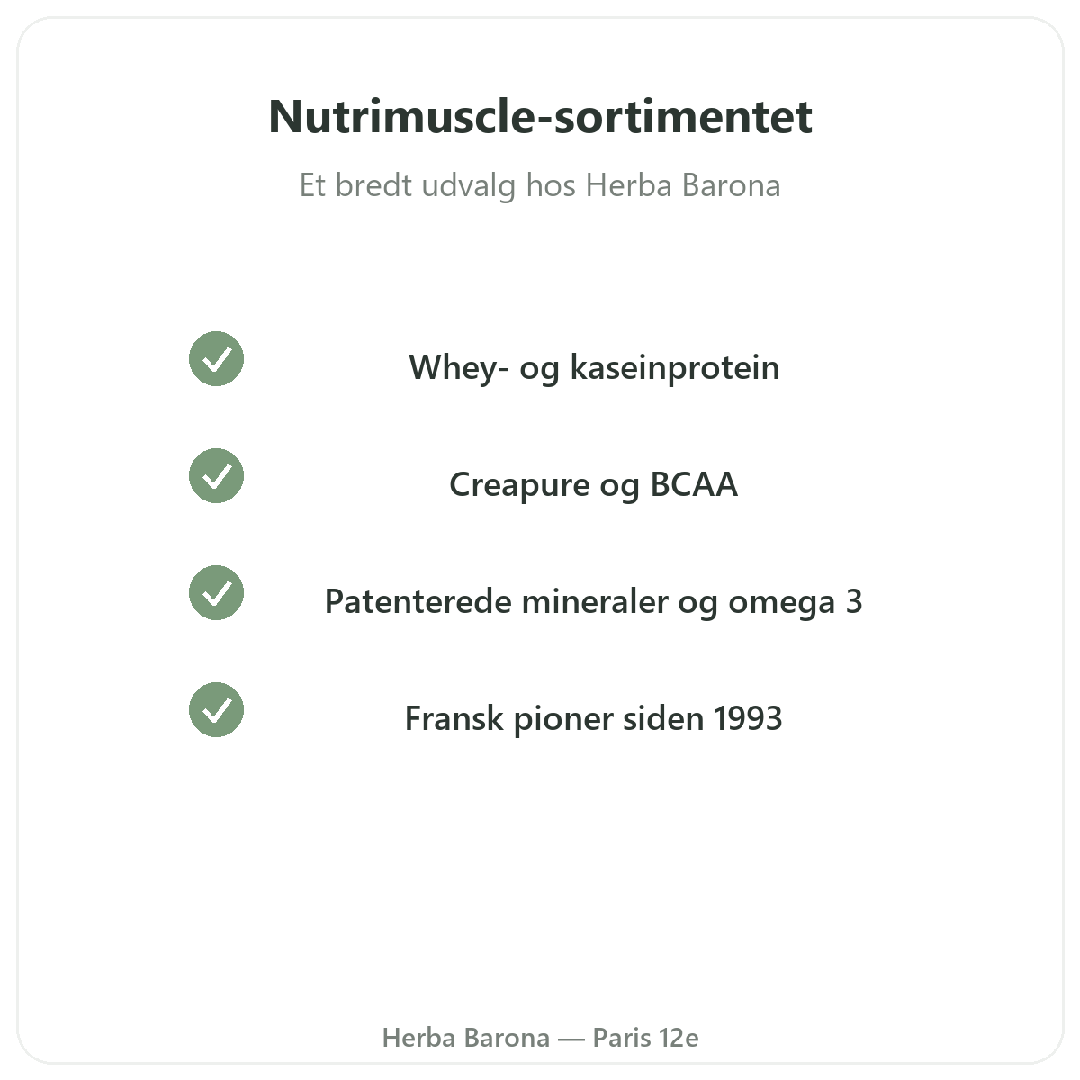 Nutrimuscle-sortimentet i Paris hos Herba Barona Paris 12