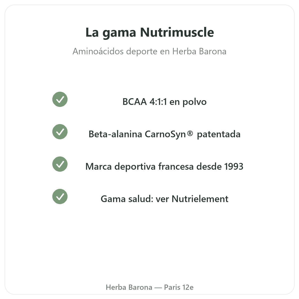 La gama Nutrimuscle en París en Herba Barona París 12e