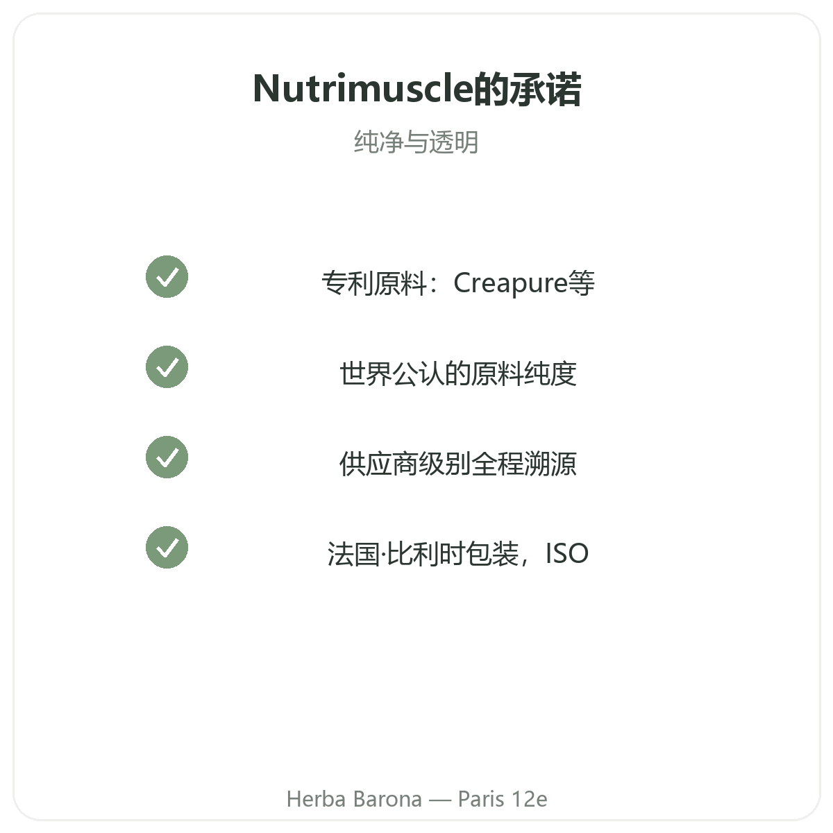 Nutrimuscle Paris - engagements qualite et matieres premieres brevetees chez Herba Barona