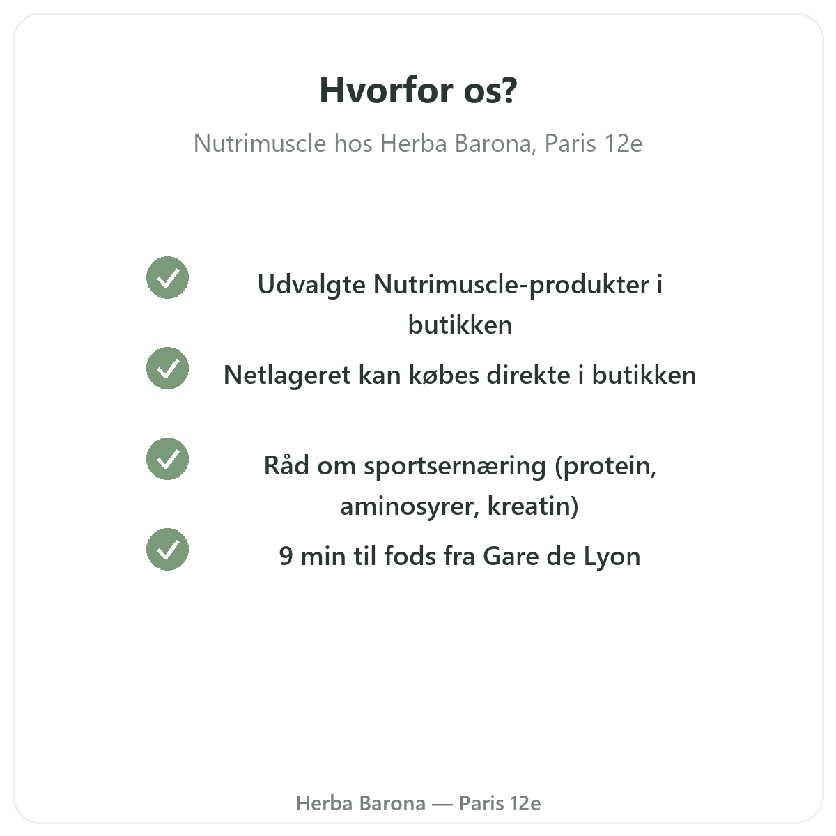 Hvorfor købe Nutrimuscle i Paris hos Herba Barona Paris 12