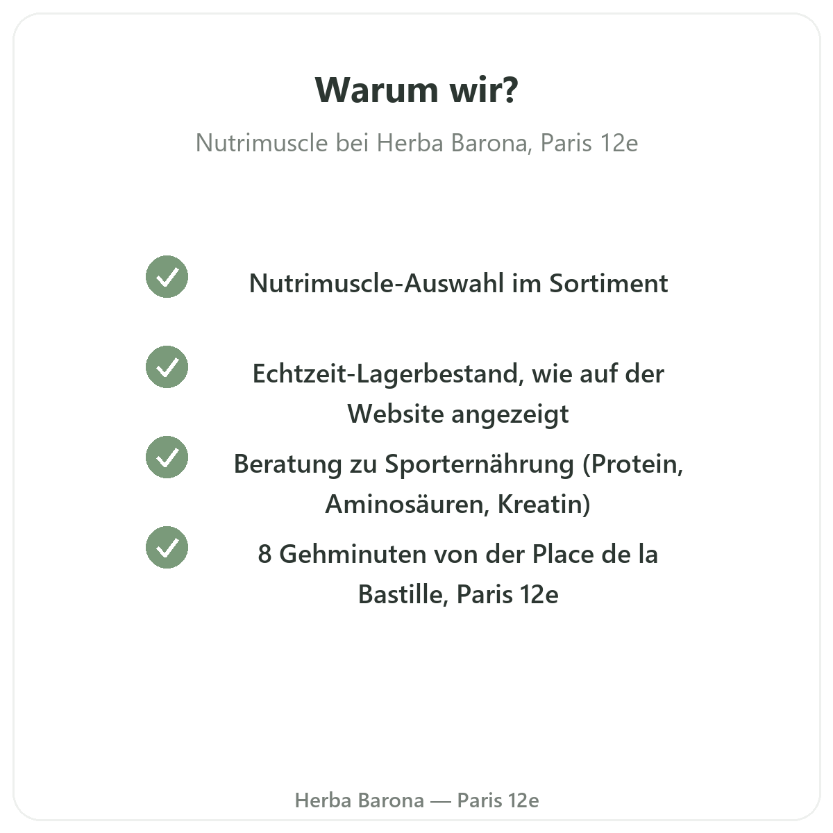 Warum Nutrimuscle in Paris bei Herba Barona kaufen Paris 12e