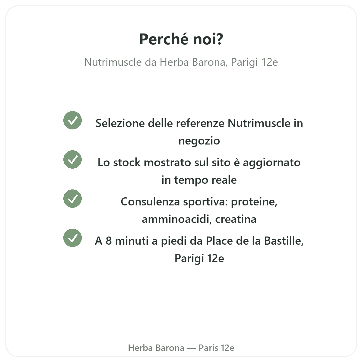 Perché acquistare Nutrimuscle a Parigi da Herba Barona Parigi 12e