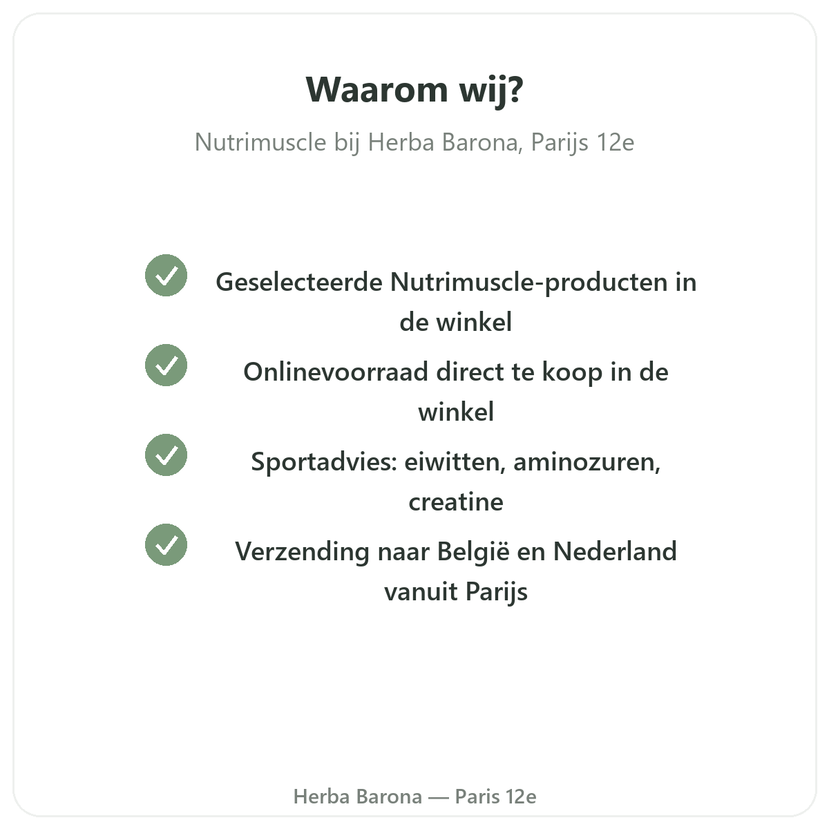 Waarom Nutrimuscle kopen in Parijs bij Herba Barona Parijs