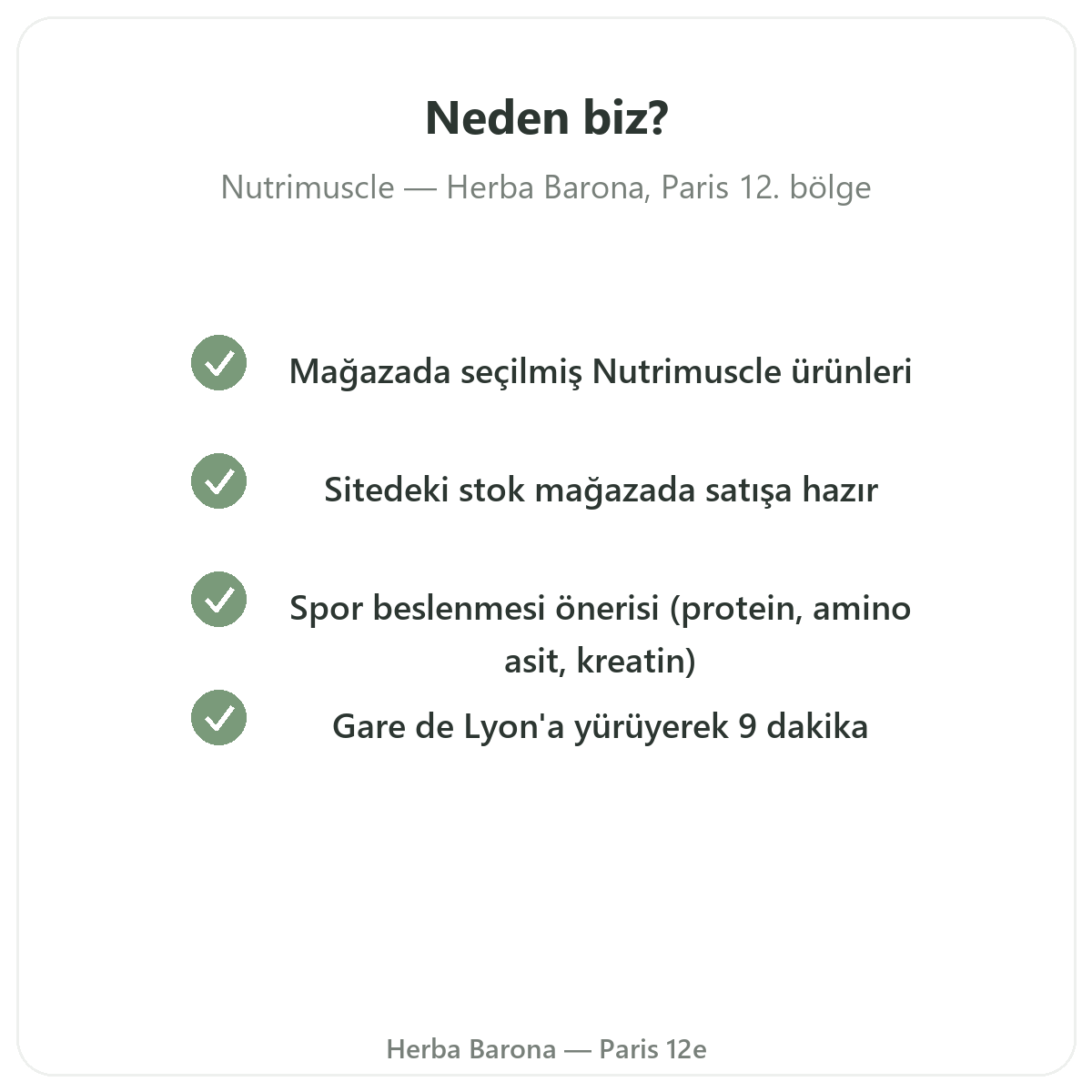 Paris’te Herba Barona Paris 12. bölgeden neden Nutrimuscle satın almalı