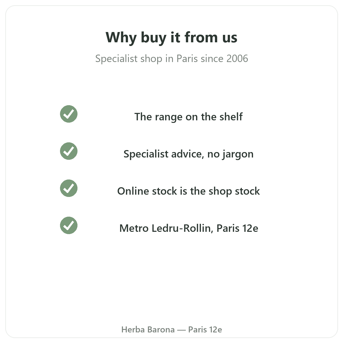 Nutripure in Paris - why buy here - Herba Barona Paris 12e