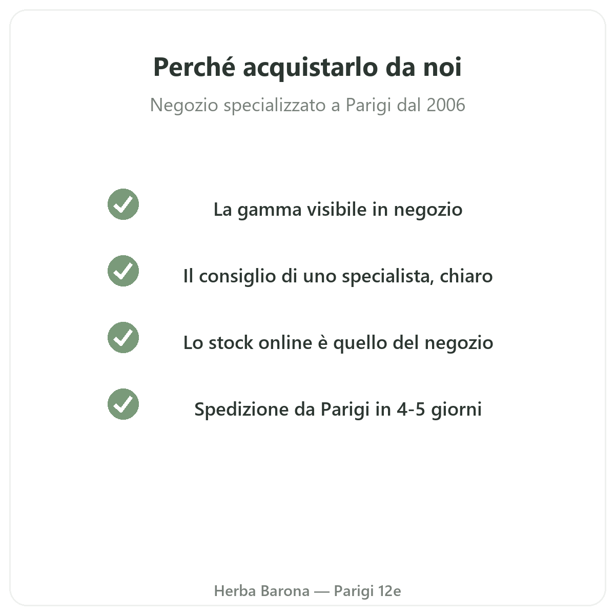 Nutripure a Parigi - perche da noi - Herba Barona Paris 12e
