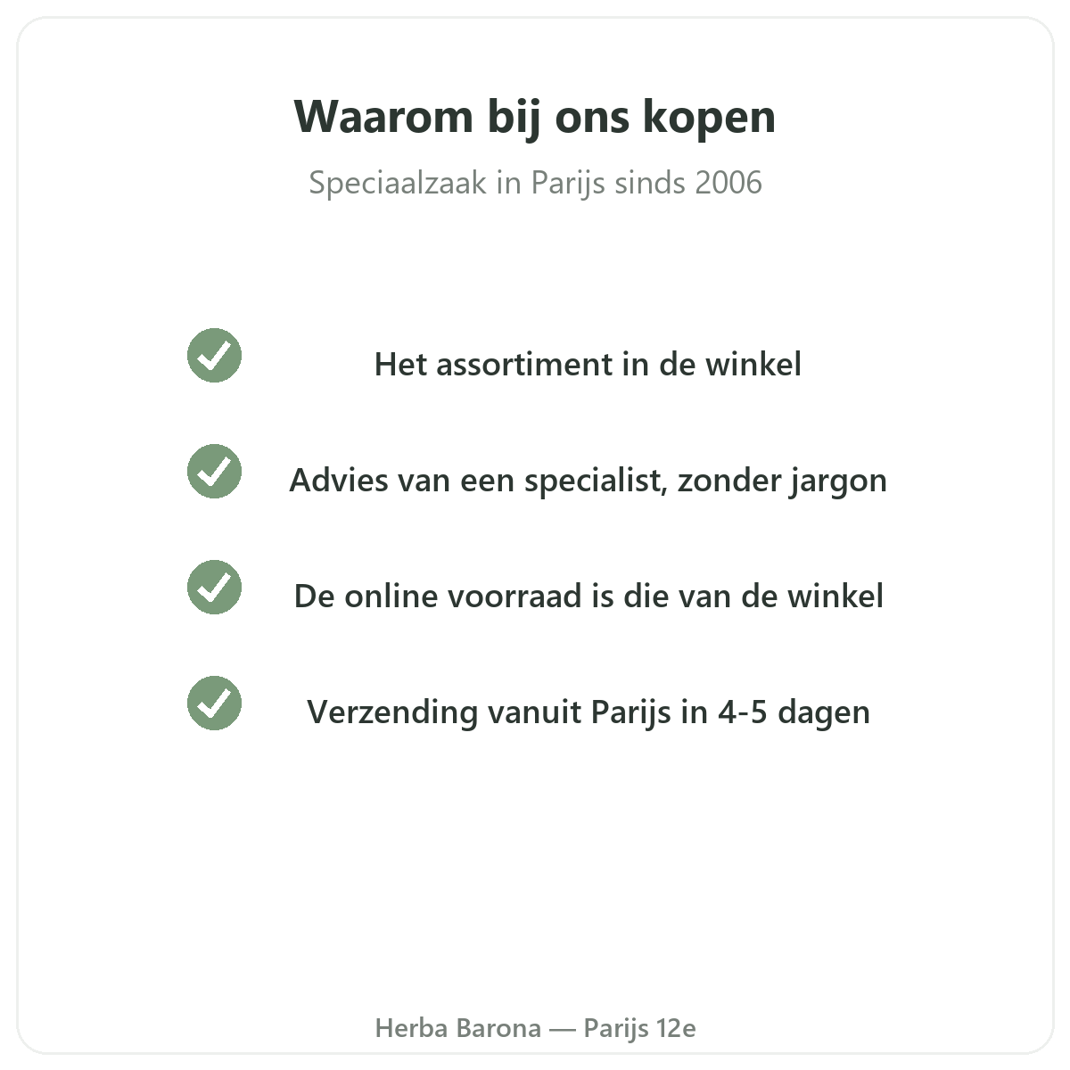 Nutripure in Parijs - waarom bij ons - Herba Barona Paris 12e