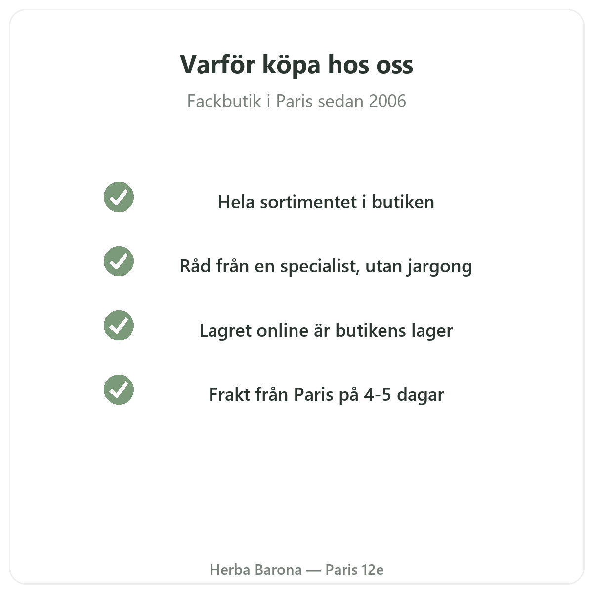 Nutripure i Paris - darfor hos oss - Herba Barona Paris 12e