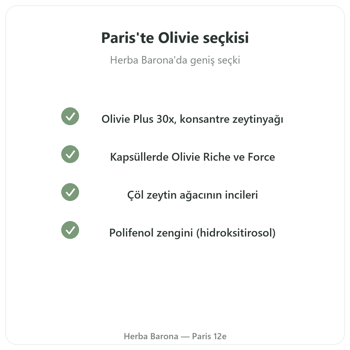 Herba Barona Paris 12. bölgede Olivie ürün serisi