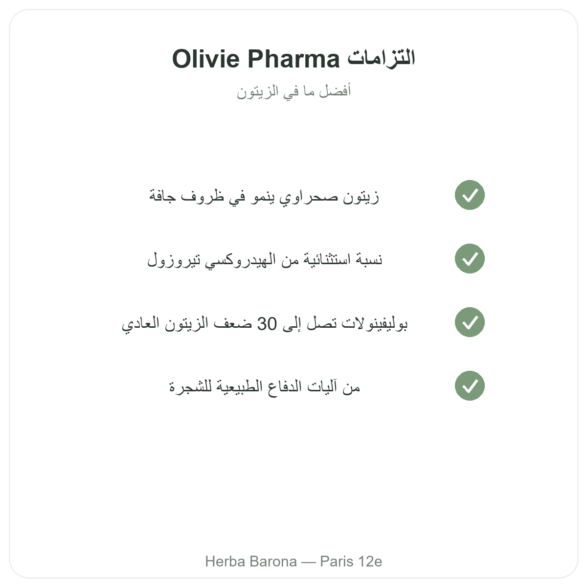 Olivie Pharma Paris - engagements qualite chez Herba Barona Paris 12e