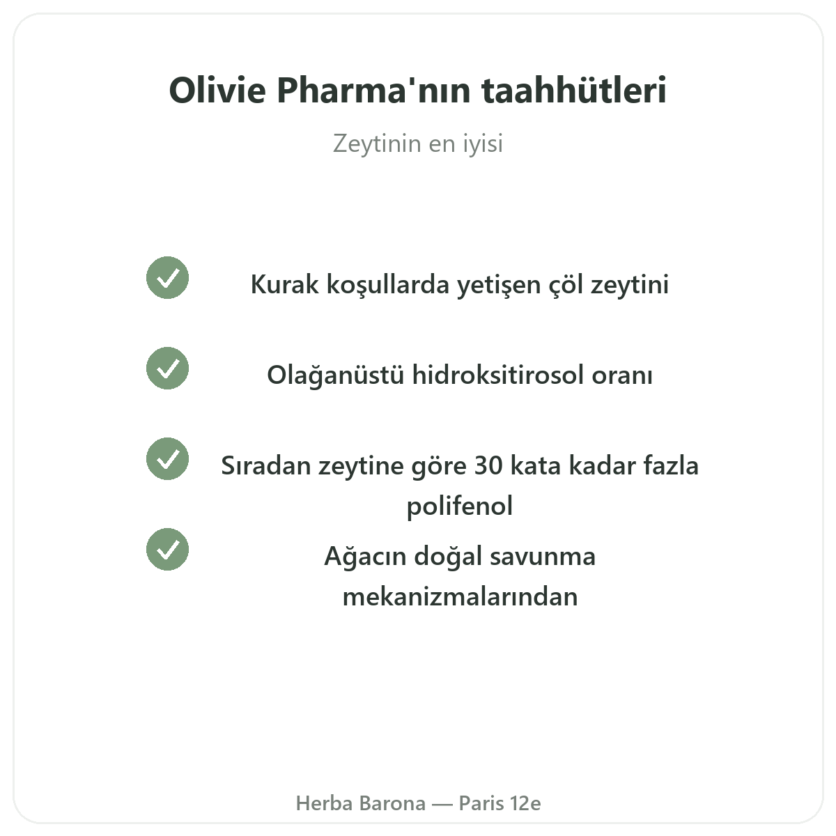 Olivie Pharma Paris - Herba Barona Paris 12. bölgede kalite taahhütleri