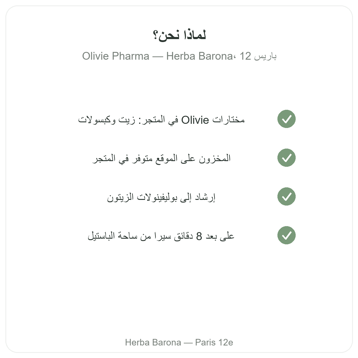 Pourquoi acheter Olivie Pharma a Paris chez Herba Barona Paris 12e