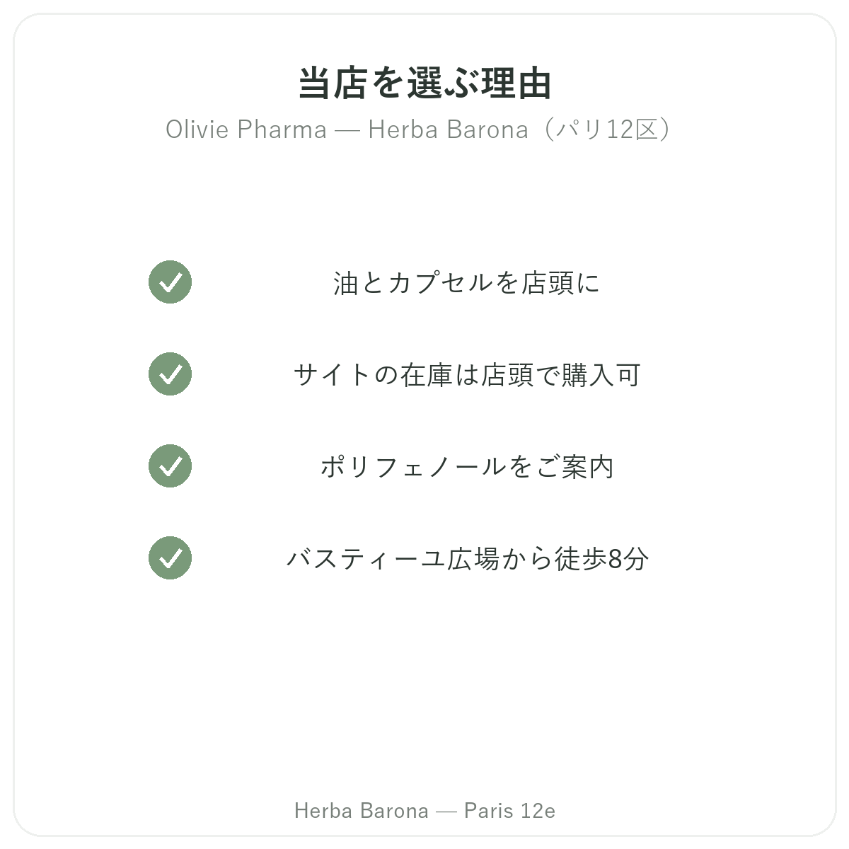 パリでOlivie Pharmaを買うなら Herba Baronaパリ12区店