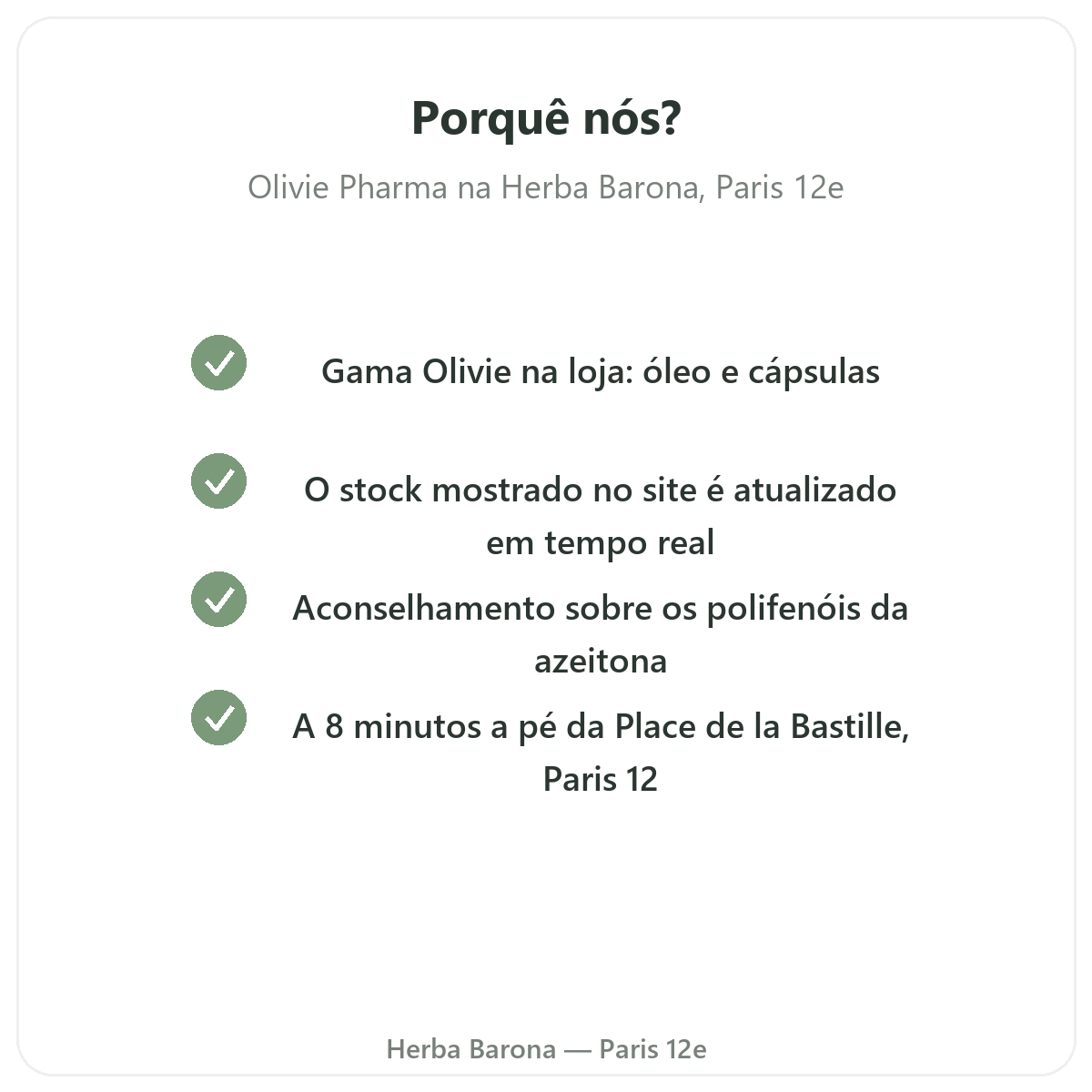 Porquê comprar Olivie Pharma em Paris na Herba Barona Paris 12e