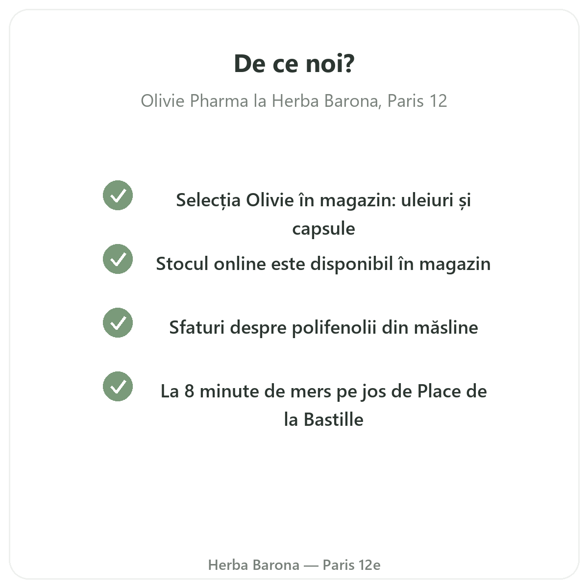 De ce să cumpărați Olivie Pharma la Paris de la Herba Barona Paris, arondismentul 12