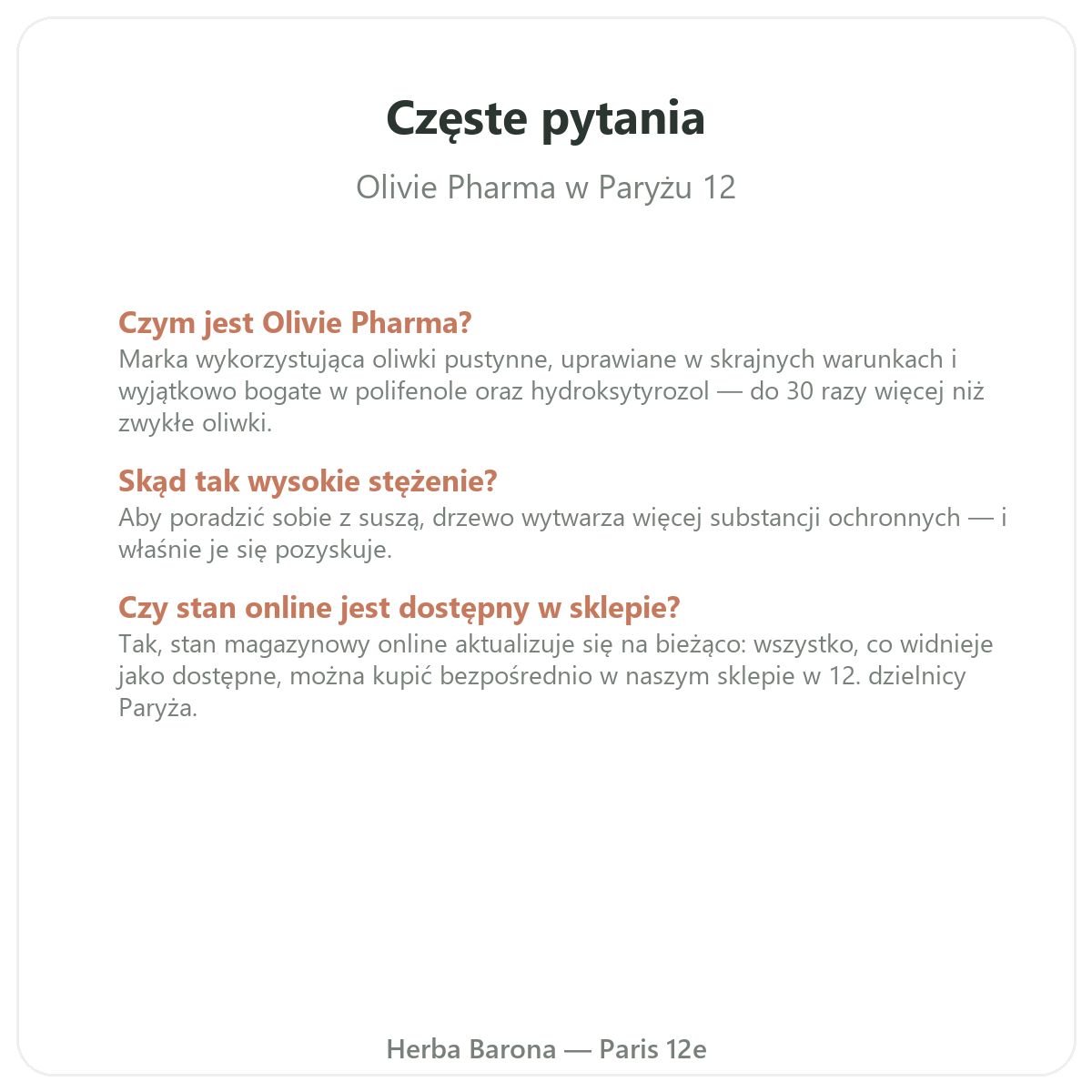 Najczęściej zadawane pytania o Olivie Pharma - Herba Barona, wysyłka do Polski