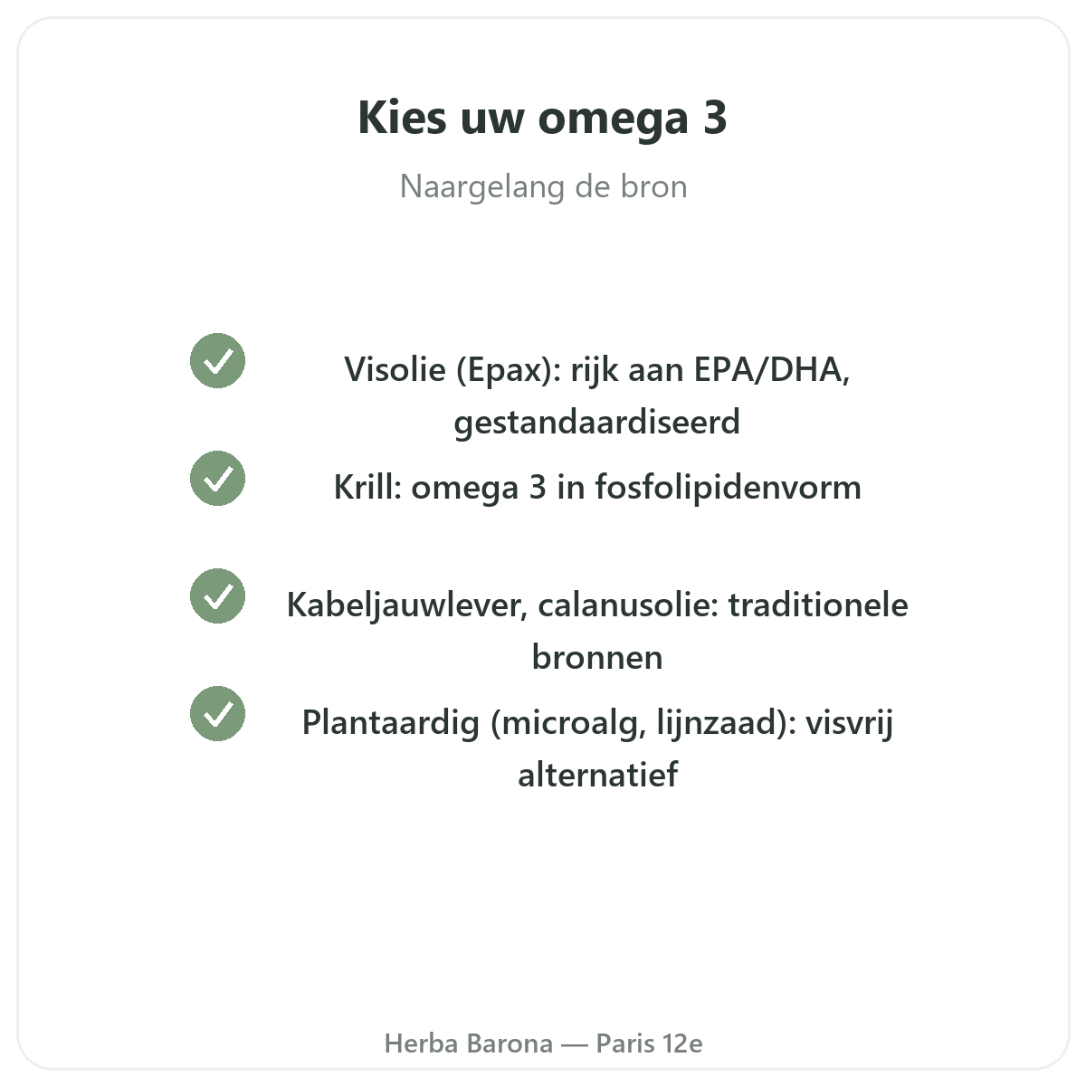 Omega 3 EPA DHA Paris Paris - engagements qualite chez Herba Barona Paris 12e