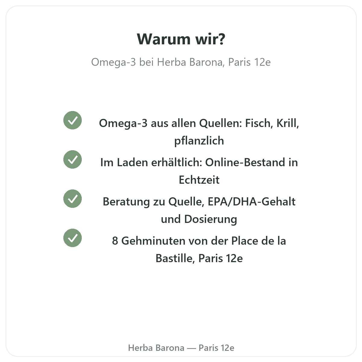 Warum Omega 3 in Paris bei Herba Barona Paris 12e kaufen