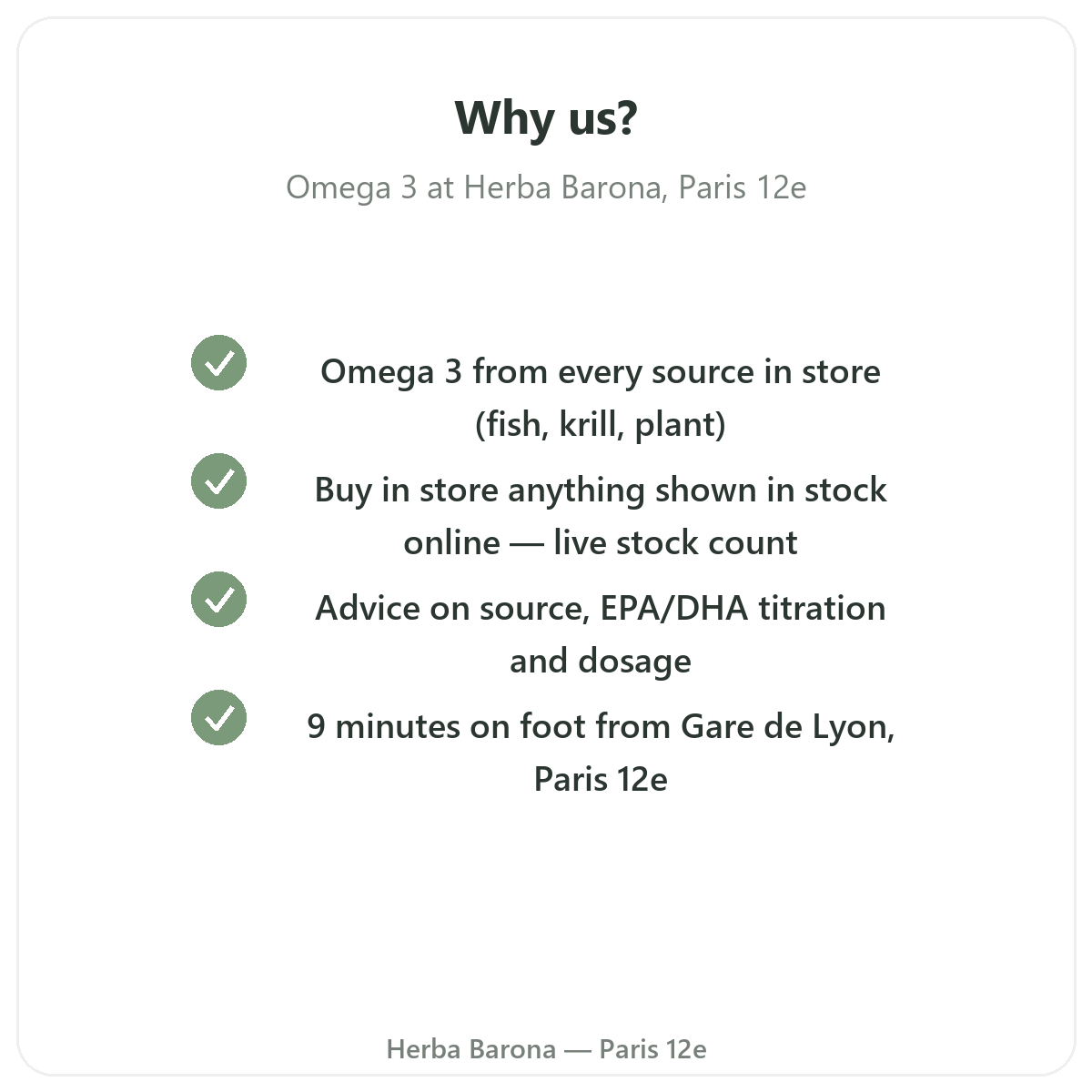 Pourquoi acheter Omega 3 EPA DHA Paris a Paris chez Herba Barona Paris 12e