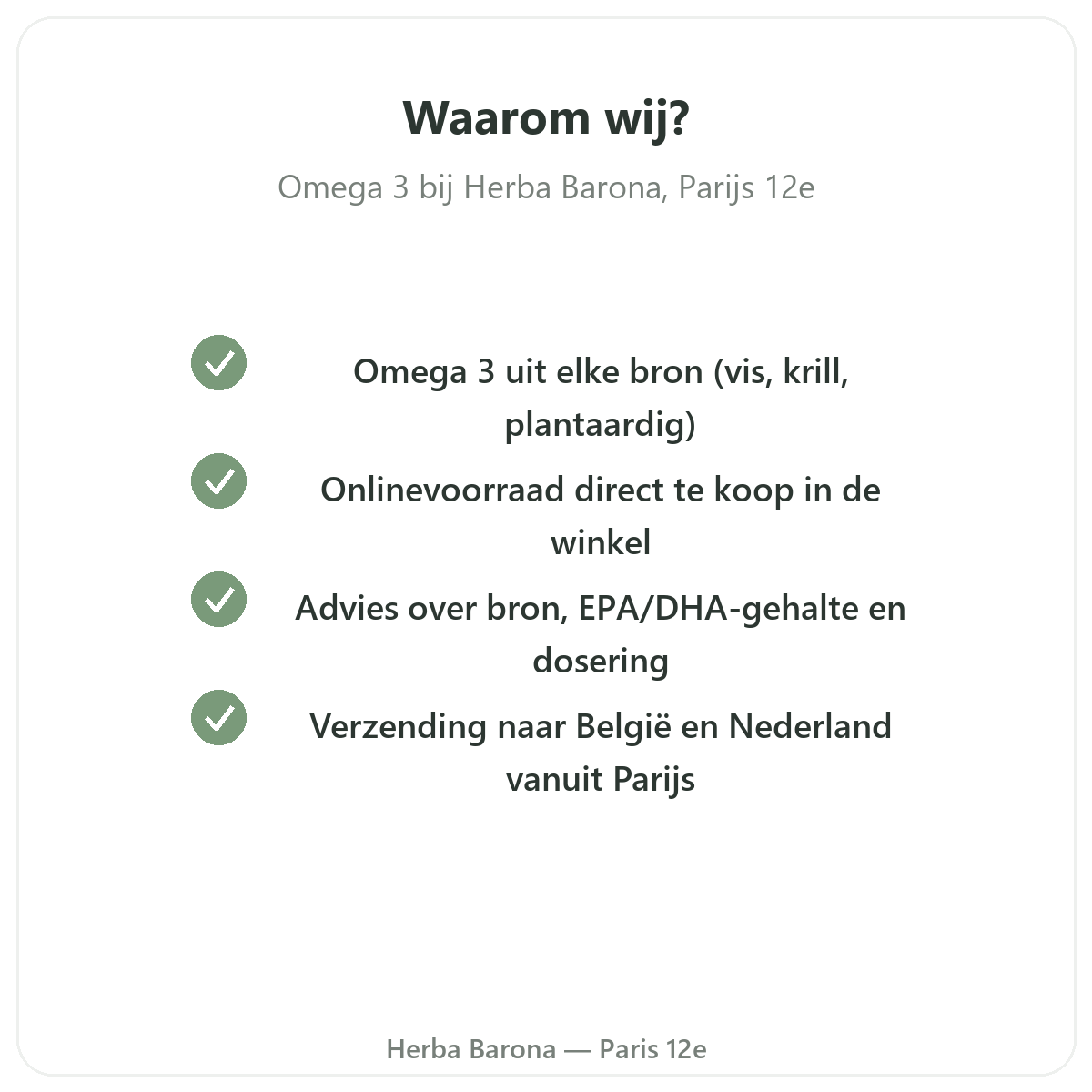 Pourquoi acheter Omega 3 EPA DHA Paris a Paris chez Herba Barona Paris 12e