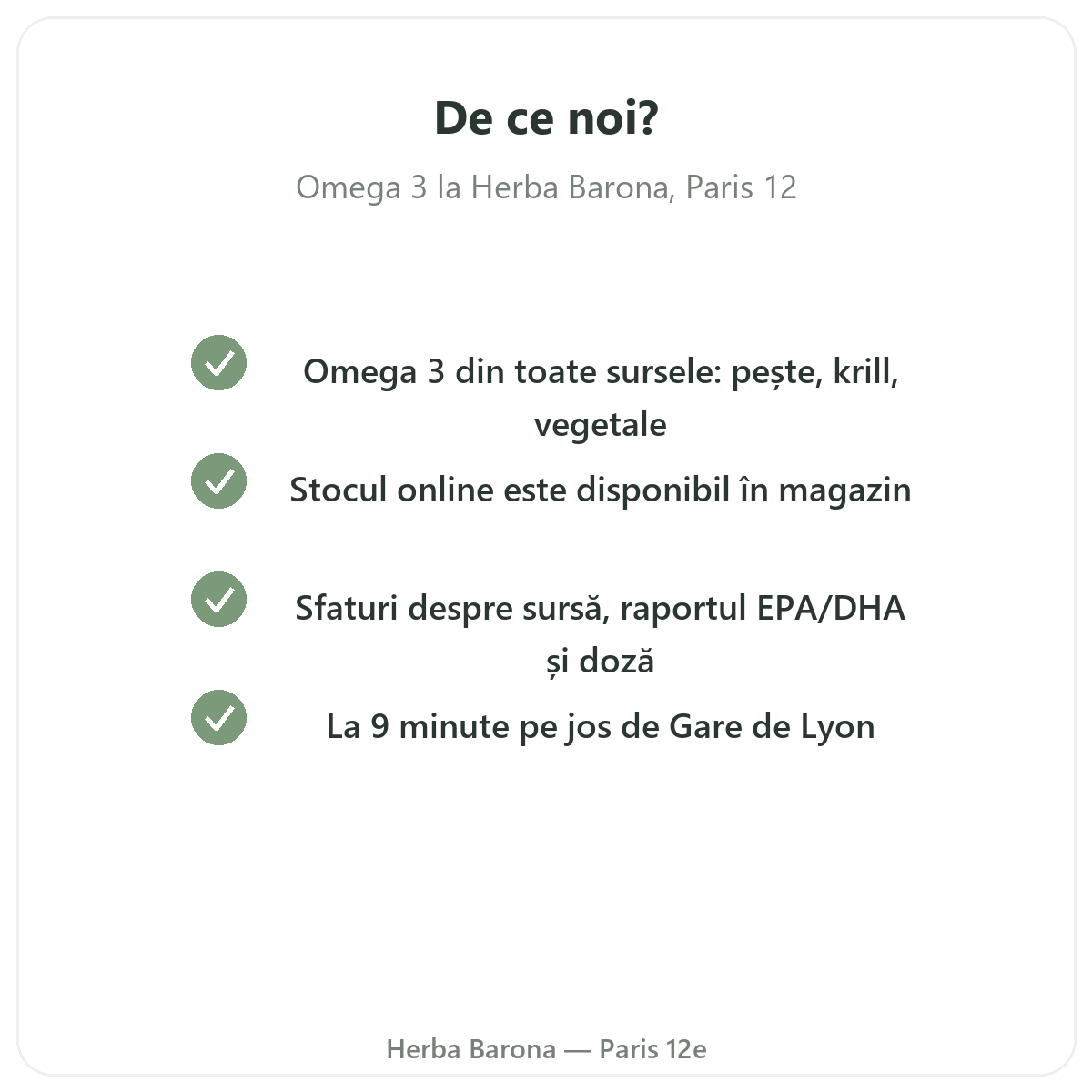 De ce să vă cumpărați omega 3 la Paris, de la Herba Barona Paris, arondismentul 12