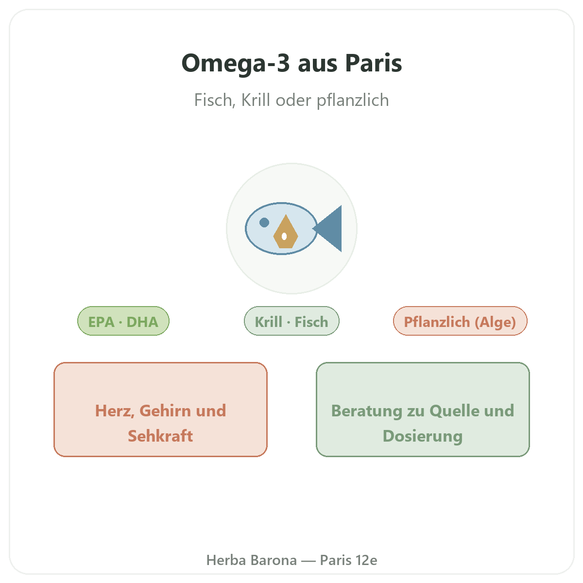 Omega 3 EPA DHA Paris - Vorstellung des Sortiments bei Herba Barona Paris 12e