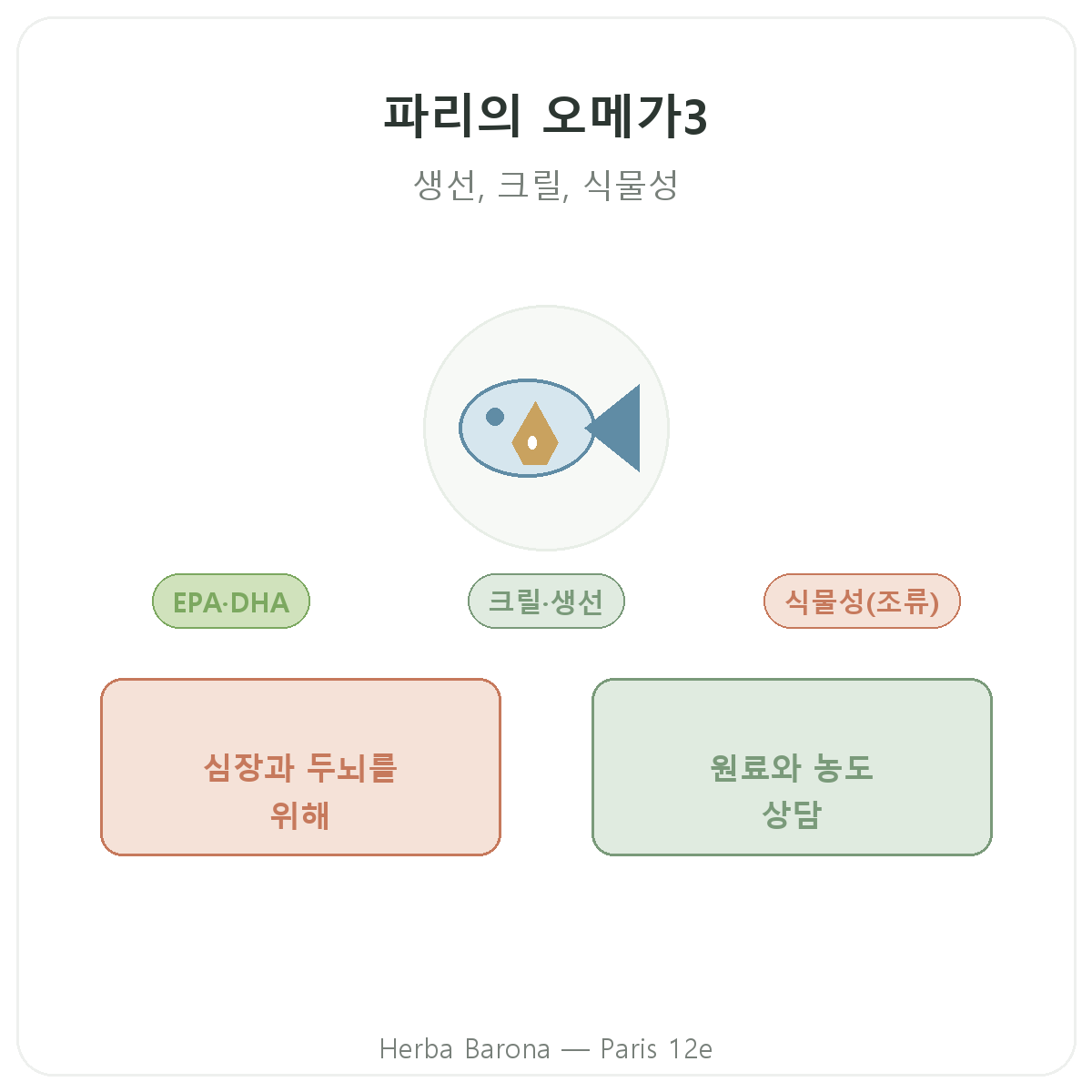 오메가 3 EPA DHA 파리 - Herba Barona 파리 12구 제품군 소개