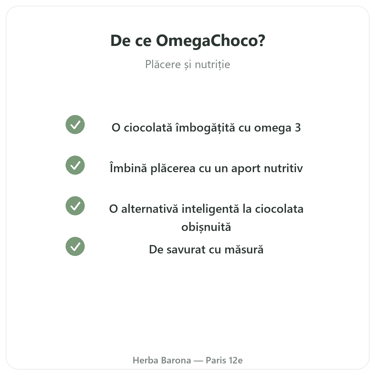 OmegaChoco Paris - angajamente de calitate la Herba Barona Paris arondismentul 12