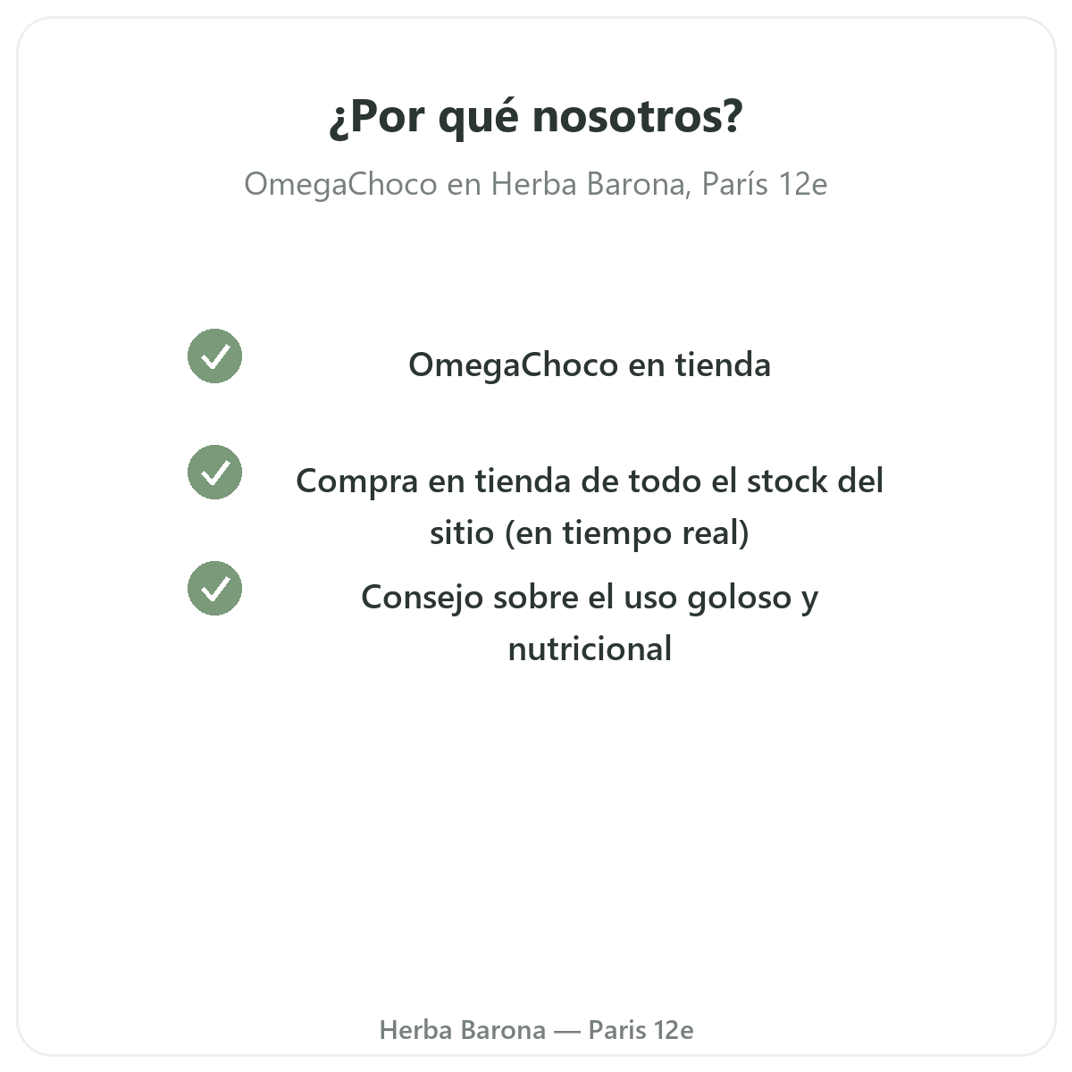 Por qué comprar OmegaChoco en París en Herba Barona París 12e