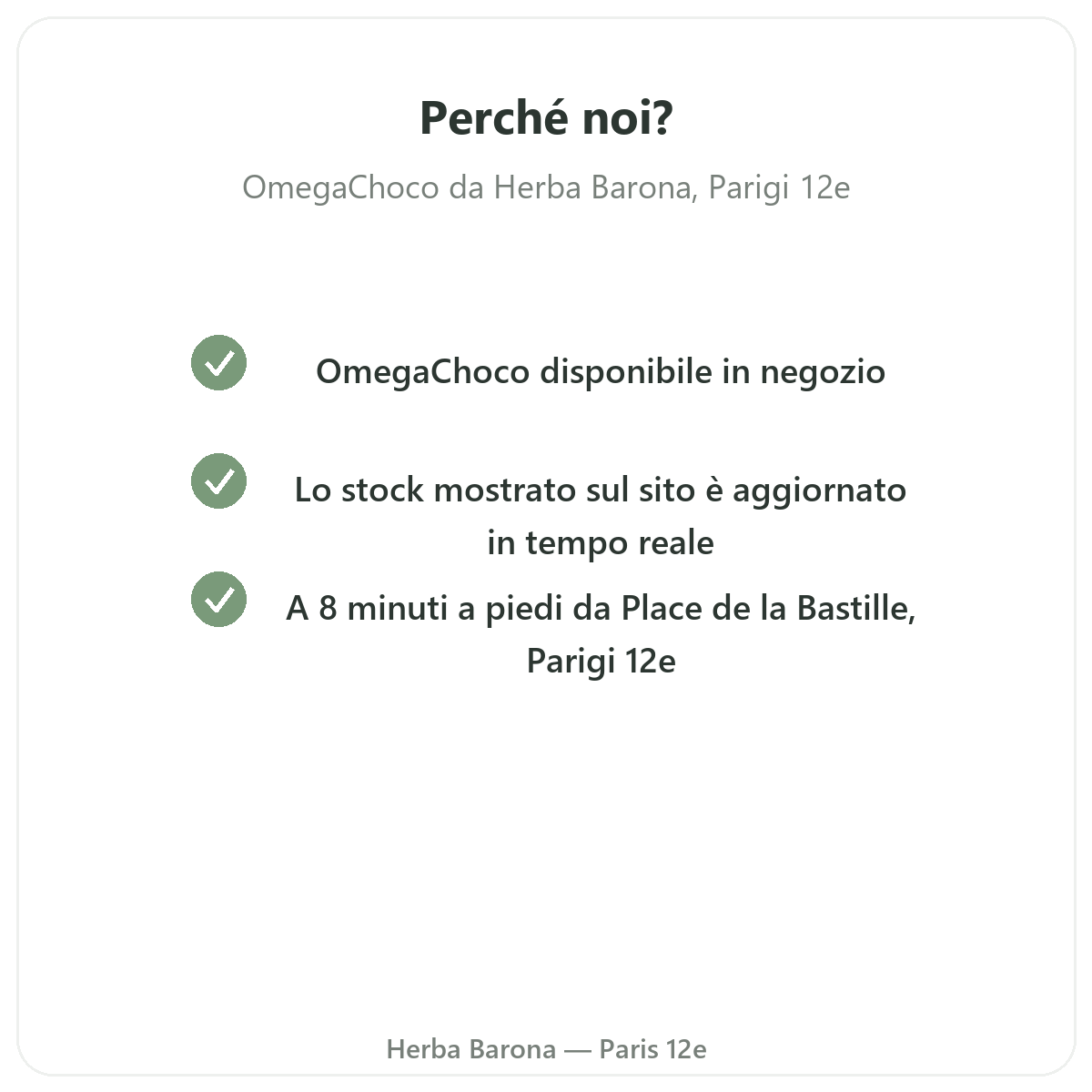 Perché acquistare OmegaChoco a Parigi da Herba Barona Parigi 12e