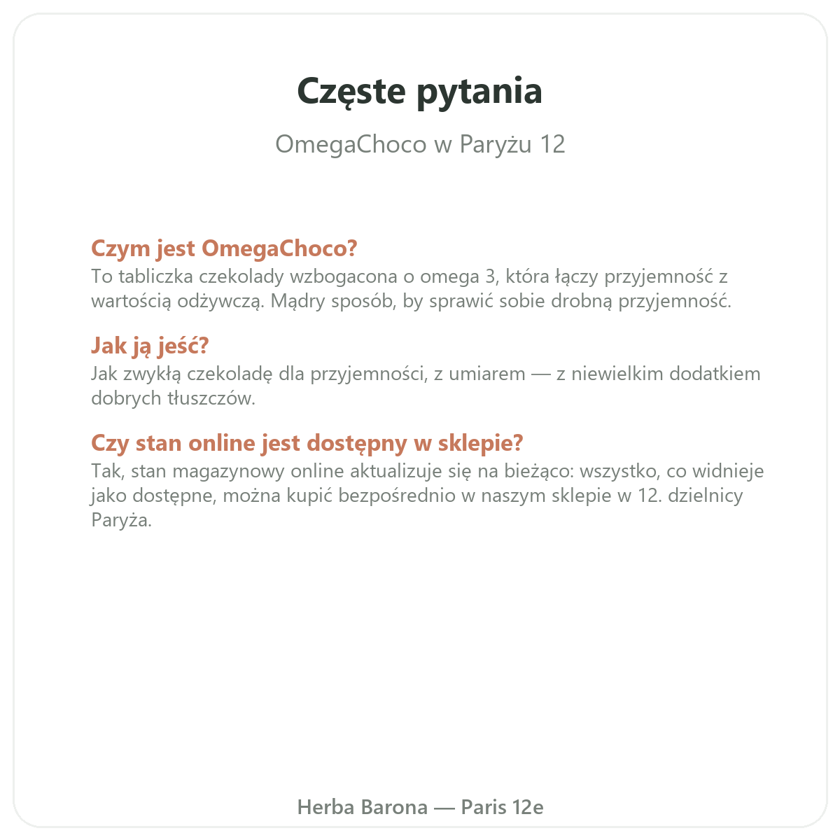 Najczęstsze pytania o OmegaChoco – wysyłka do Polski z Herba Barona