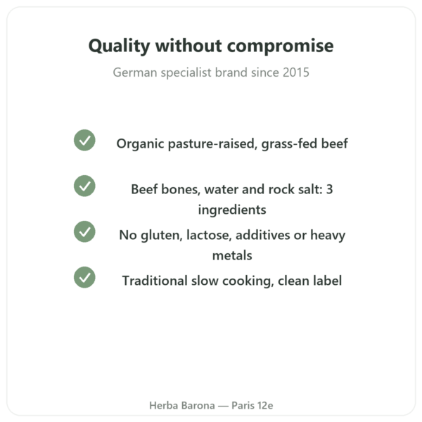 Organic Beef Bone Broth 350 ml - Jarmino quality Paris Herba Barona