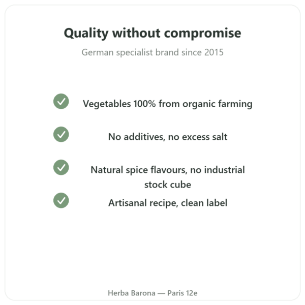 Organic Vegetable Broth 350 ml - Jarmino quality Paris Herba Barona