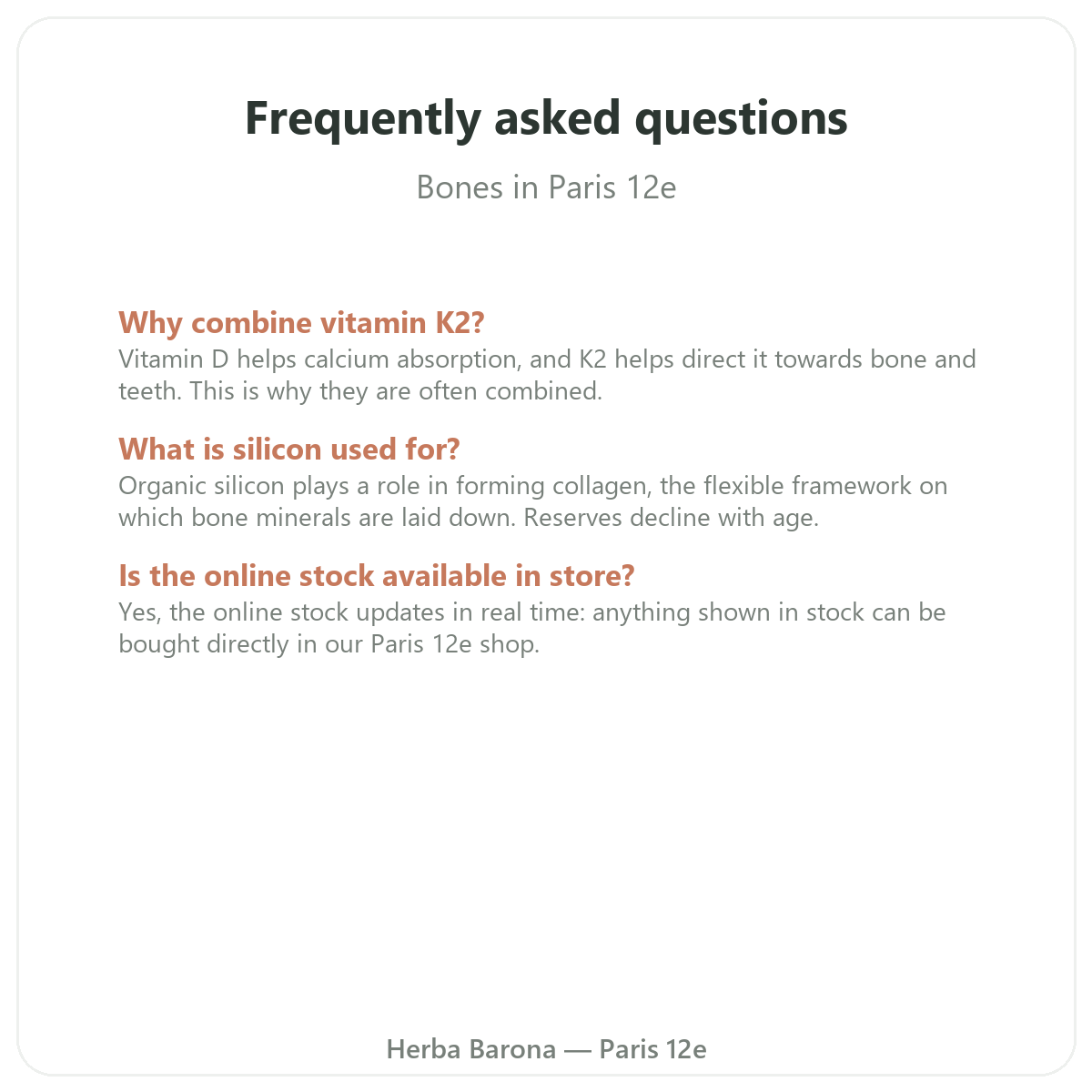 Frequently asked questions about bone supplements in Paris - Herba Barona Paris 12e