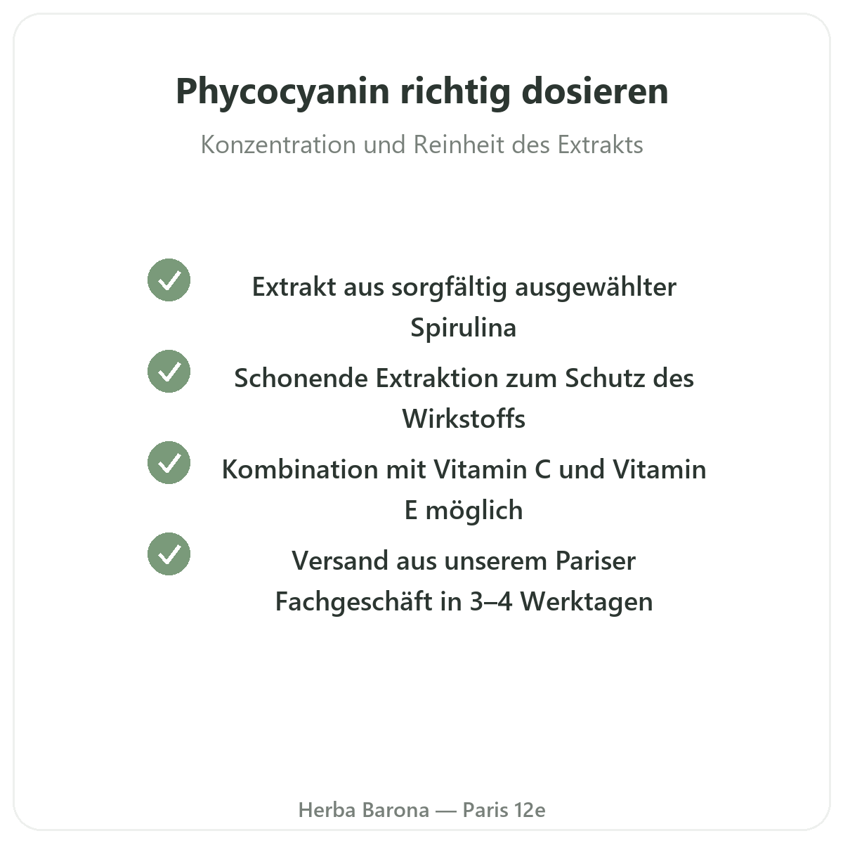 Phycocyanine Paris Paris - Qualitätsversprechen bei Herba Barona Paris 12e